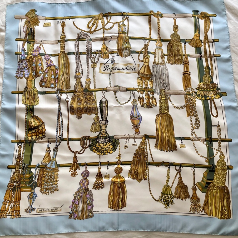 Authentic Hermès Silk Scarf 90cm Passementerie Luxury Tassel Print